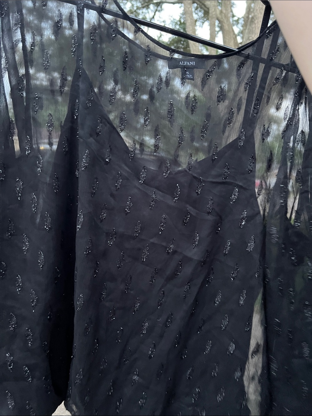Black Sheer Bell Sleeve Women's Top - Picture 7 of 7